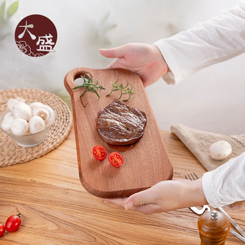 乌檀木实木菜板切水果披萨盘面包板家用辅食板圆形水果板厨房