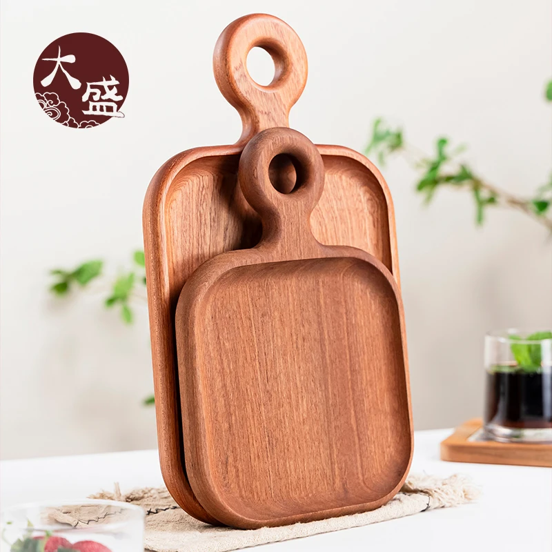 乌檀木牛排板面包板长方形西餐盘水果盘子面包托盘披萨板整木