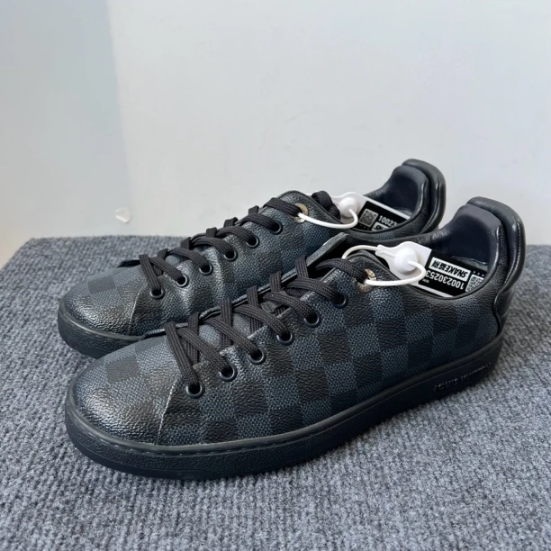 40码 LV 二手正品 牛皮 圆头系带 低帮 板鞋 男款 海军蓝