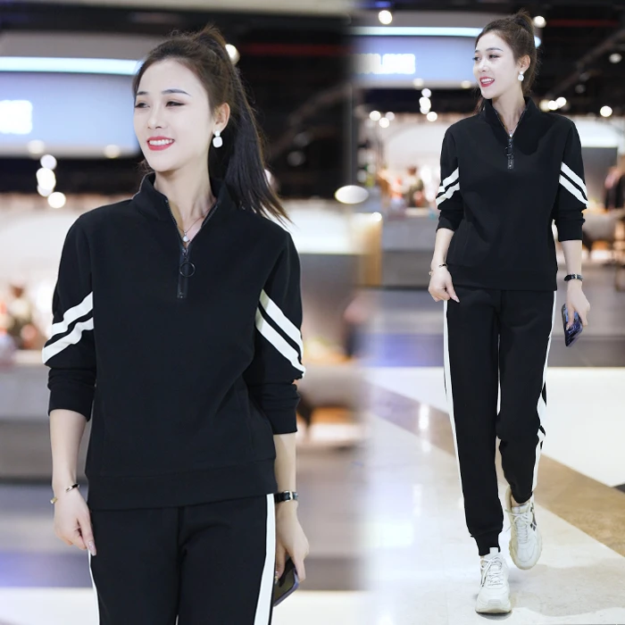 休闲运动套装2024春秋新款装女时尚减龄显瘦立领卫衣卫裤两件套