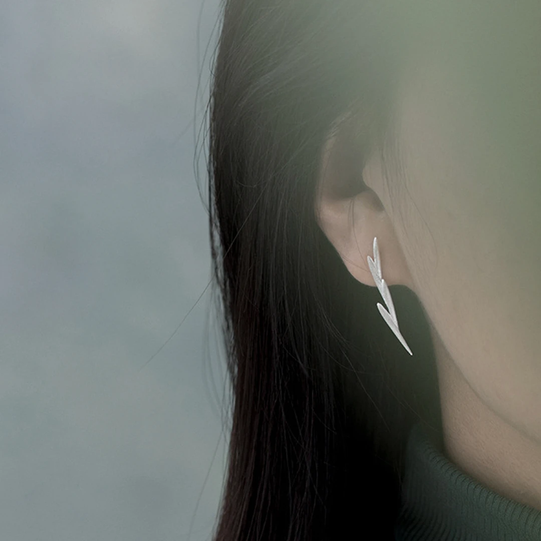 925银耳饰 「雨细草纤」气质百搭古风简约纯银耳饰