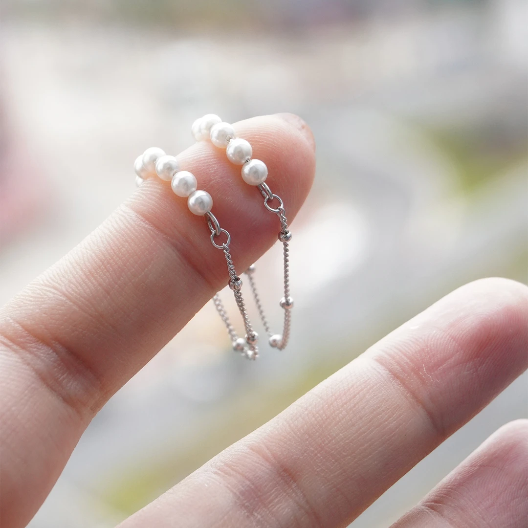 925银仿珍珠耳饰 「卷上珠链」无耳洞耳廓夹温柔叠戴小耳饰