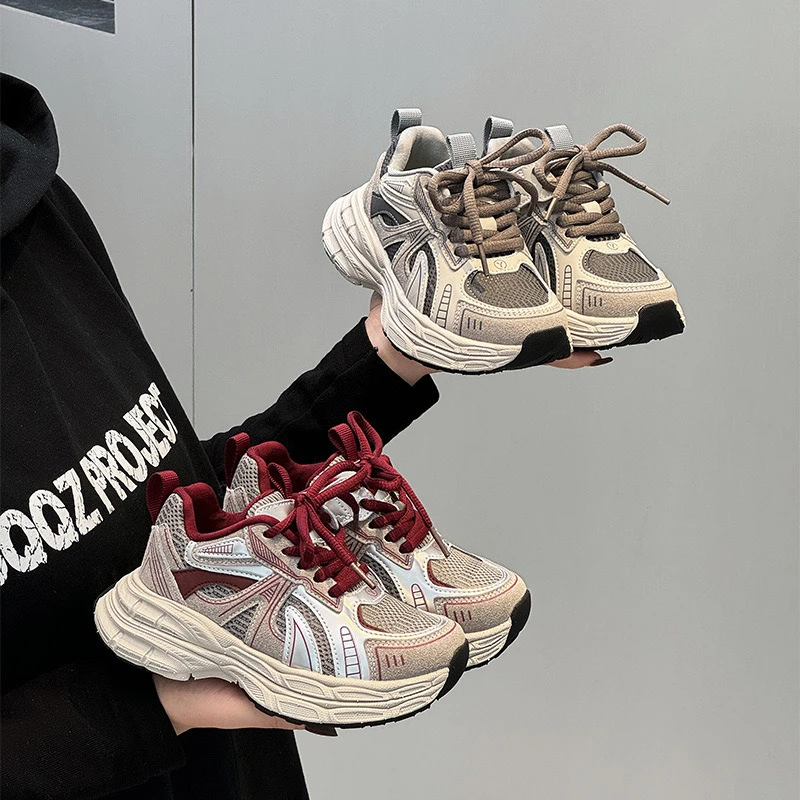 [酷酷世家]网红秋冬新款新款百搭时尚厚底皮面休闲潮流运动老爹鞋