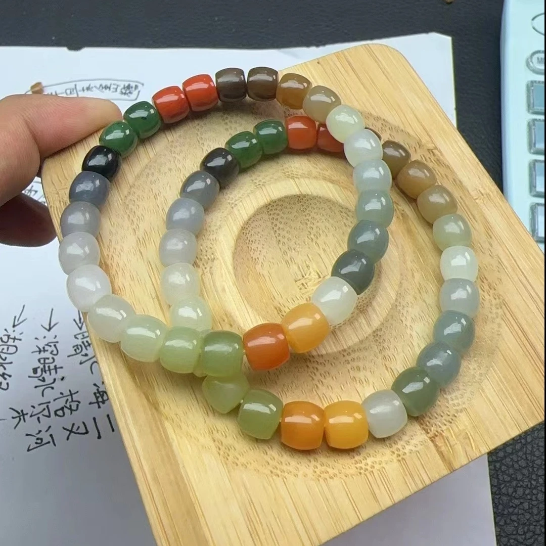 和田玉天花板多宝极限弧直切卡8手串 多样性发一 SC254