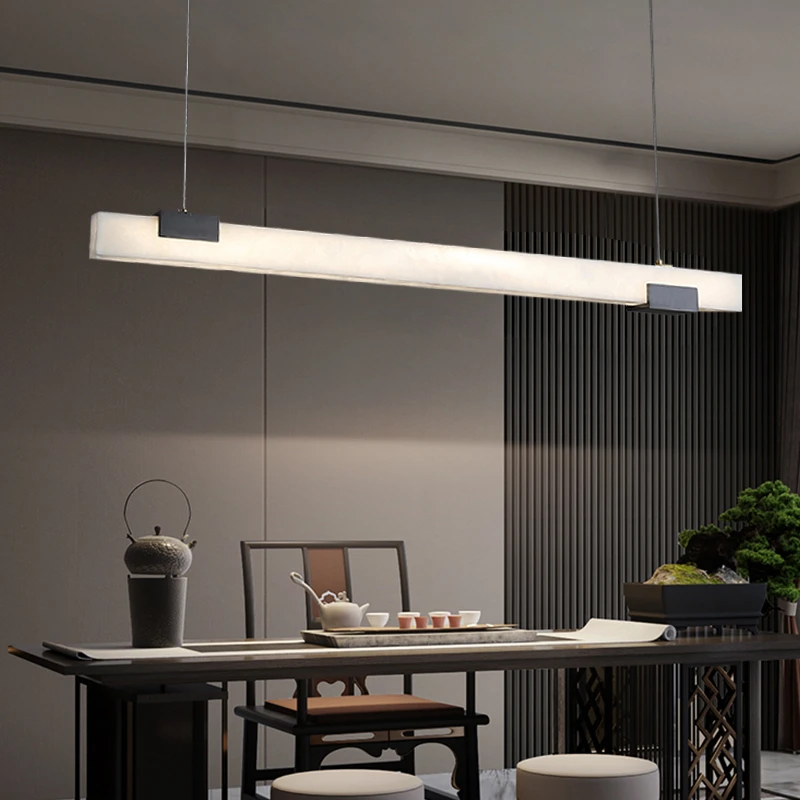 简约茶室吊灯餐厅书房全铜云石吧台简约禅意设计师中国风餐吊灯