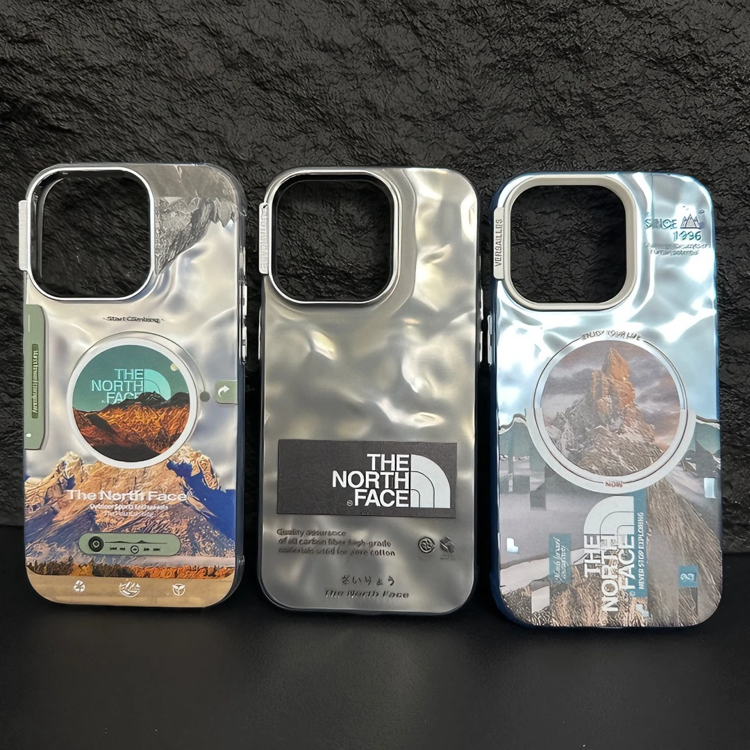 【熹韦潮壳】磨砂水波纹北面山川创意风景iphone15promax防摔手机壳