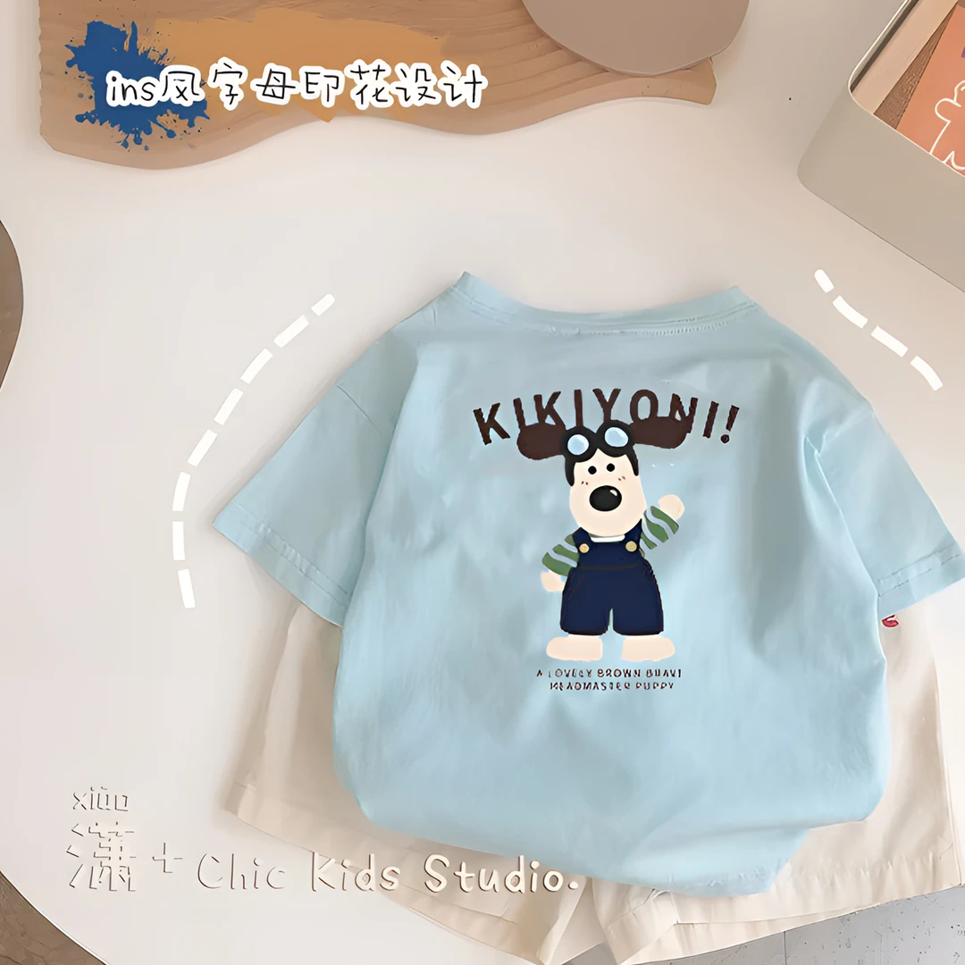 夏季ins洋气时尚短袖t恤男童女童百搭儿童宝宝打底衫中小童上衣