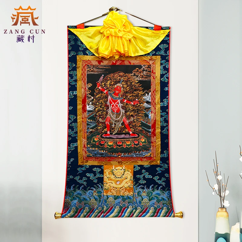 藏村《宁玛三根本唐卡》矿物颜料唐卡装饰画西藏玄关唐卡挂画3幅