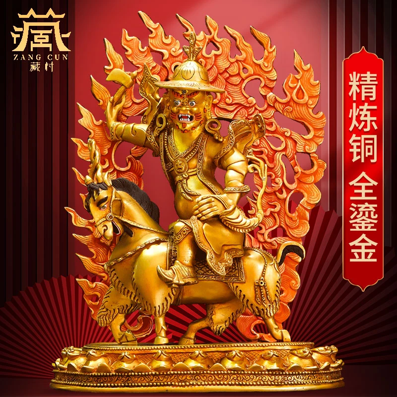 藏村《单坚铜像摆件》西藏家居装饰品全鎏金雕花像客厅中式玄关像