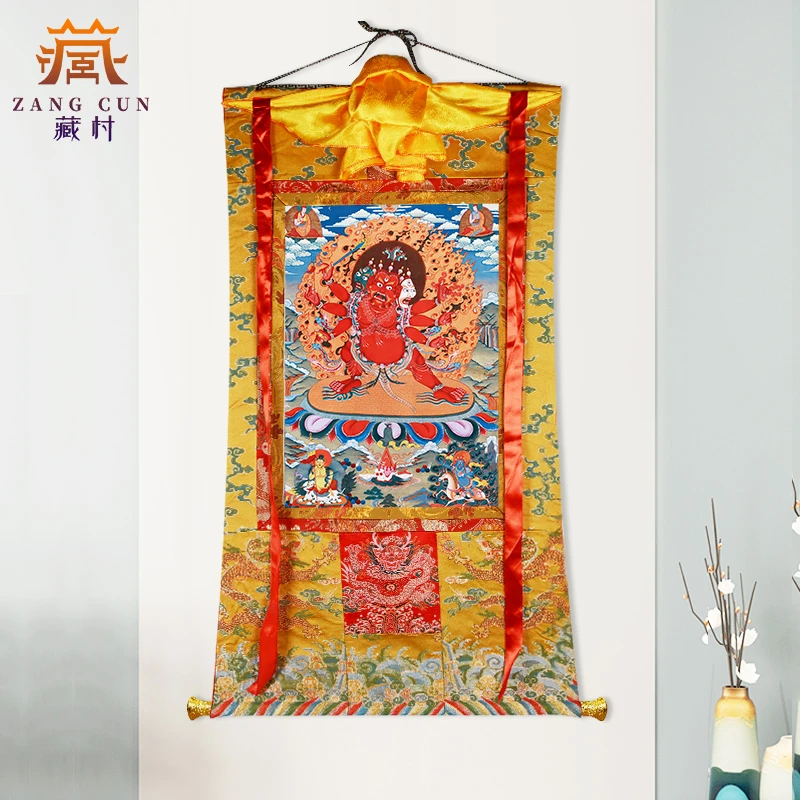 藏村《马头金刚唐卡》矿物颜料家居唐卡挂画西藏玄关唐卡装饰画