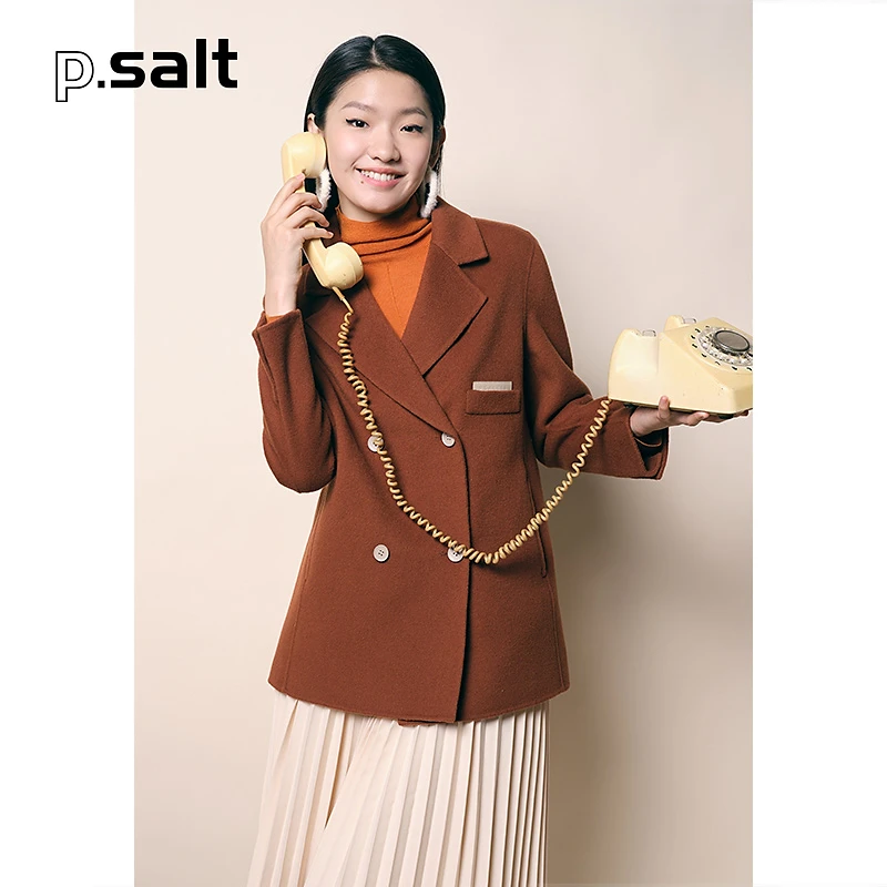 可颜女装秋季宽松中长款羊毛西装大衣毛呢外套AC52310020