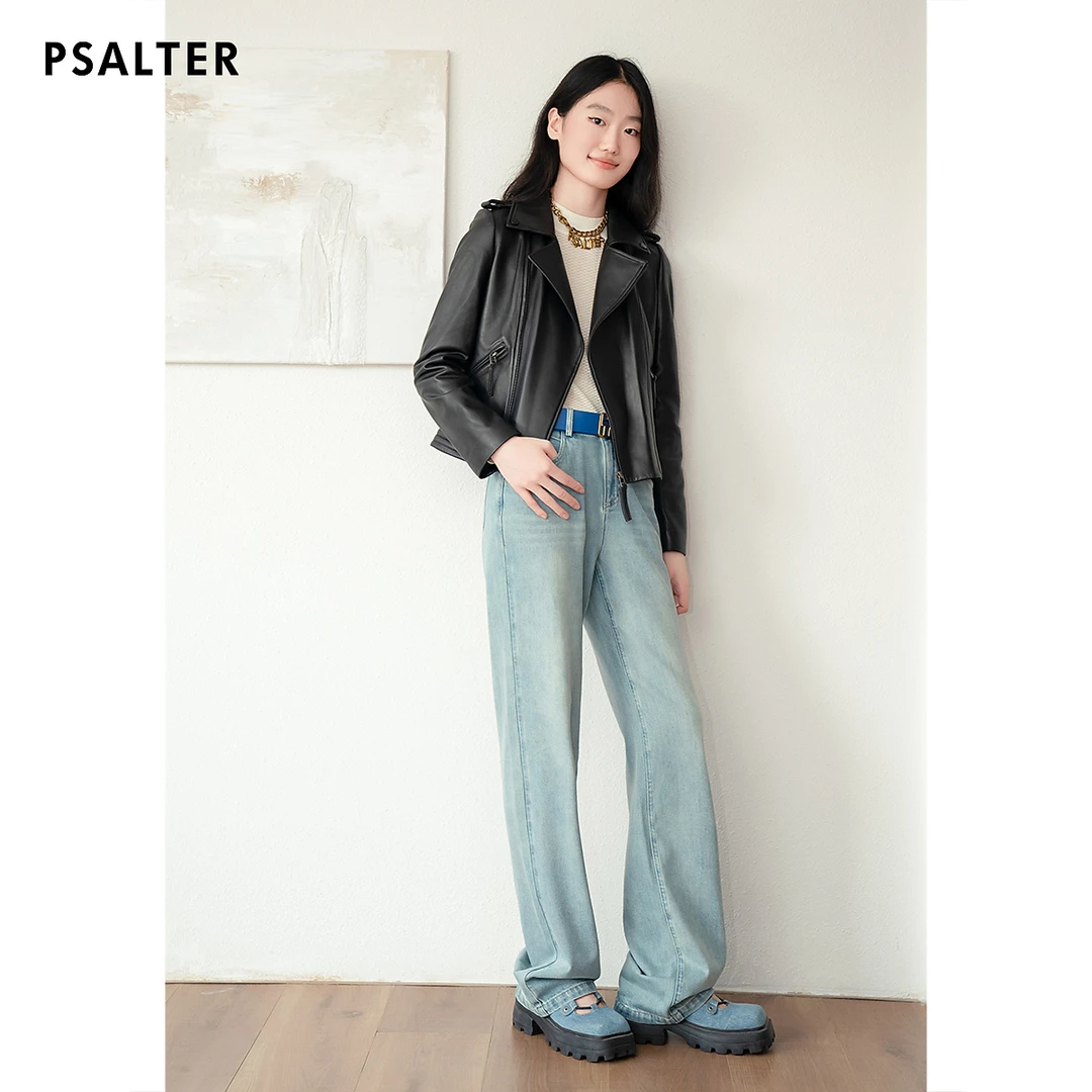 【头层绵羊皮】诗篇专选酷飒机车风短款羊皮夹克外套皮衣秋款春游