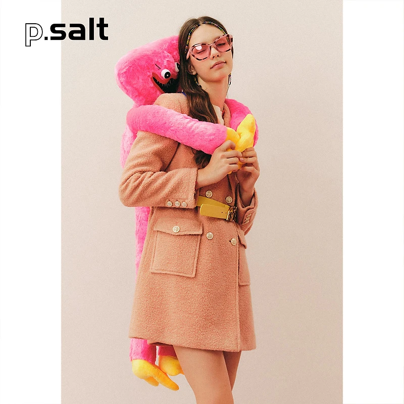 可颜秋冬腰带中长款羊毛双面呢毛呢西装外套AC33510048