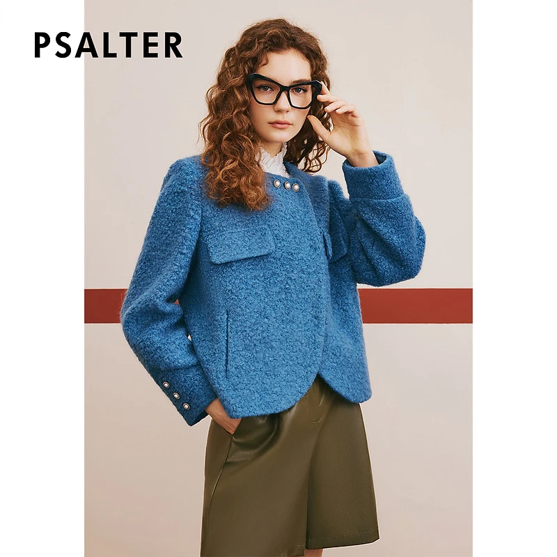 诗篇冬羊毛马海毛羊驼毛学院毛绒外套6C63510183