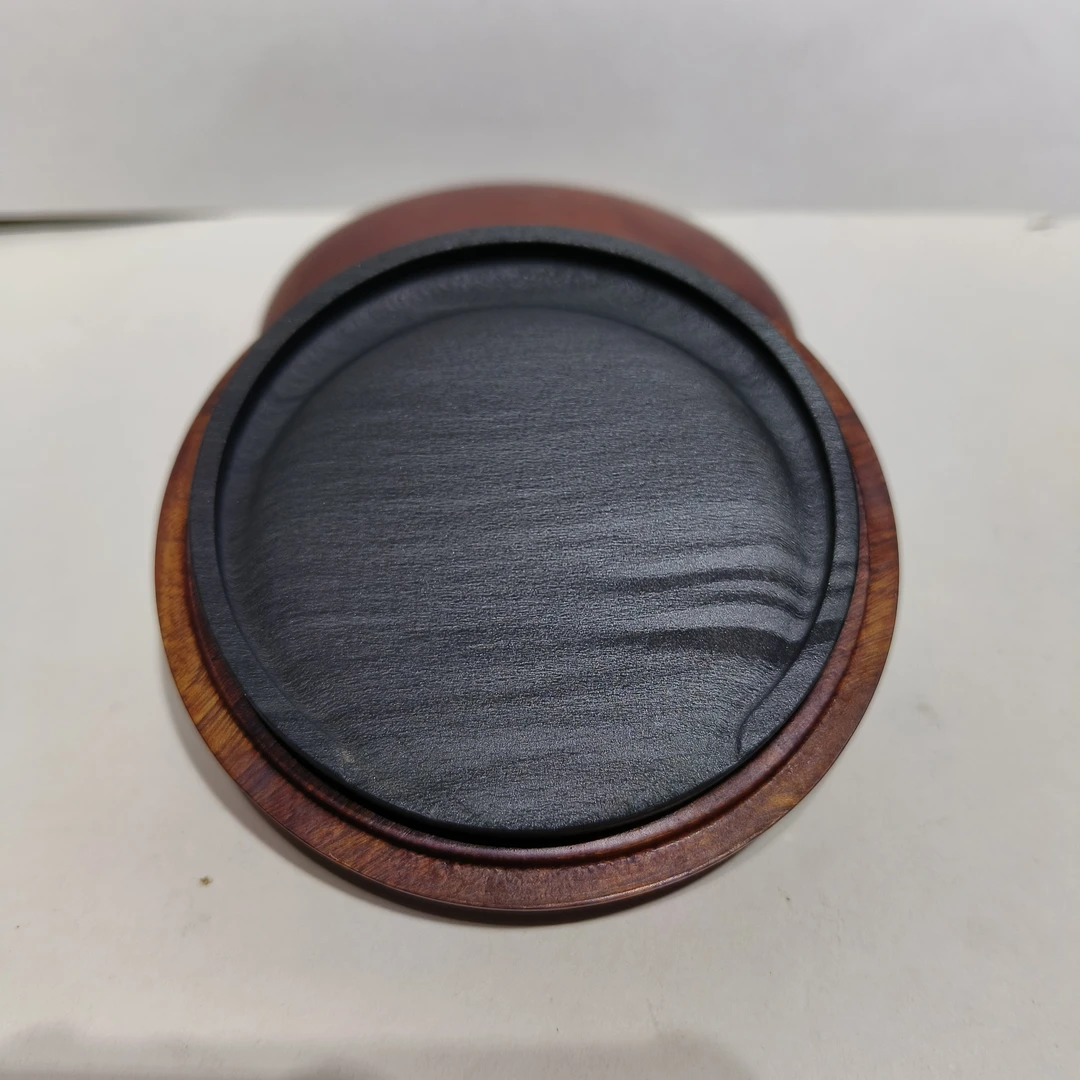 歙砚龙尾砚眉子坑眉纹罗纹底圆形马蹄砚7.9x1.1cm小楷素砚