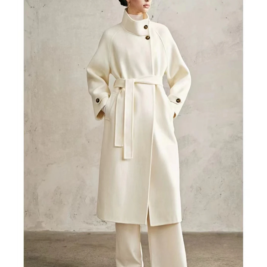 【刘真真凛冬边界】86007 立领宽松中长款双面呢羊绒大衣 禁机洗