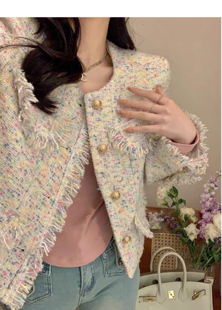 CHECHE【彩虹糖】小众小香风秋冬百搭春秋2023爆款高档上档次高端女