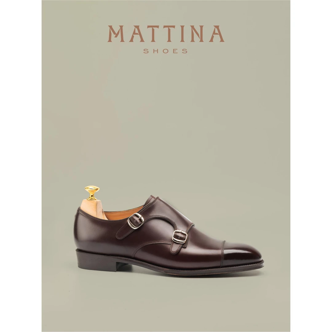 Mattina Weber男士手工真皮固特异正装搭扣鞋 双扣孟克鞋皮底皮鞋