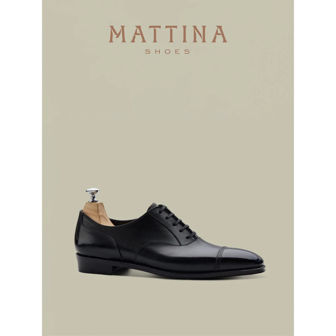 Mattina Elgar H楦真皮男士手工固特异皮底正装牛津鞋婚鞋皮鞋