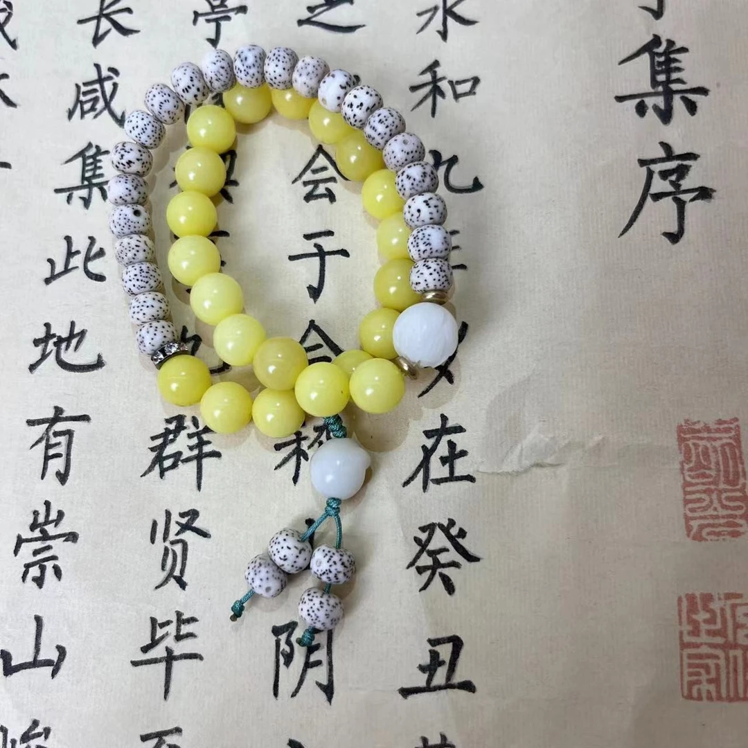 【星月拼色双圈】白玉菩提根全品古佛念珠文玩佛珠成品手串