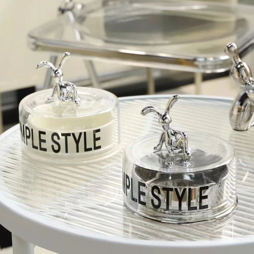 轻奢高档烟灰缸带盖防飞灰家用客厅创意个性办公室陶瓷烟缸高级感