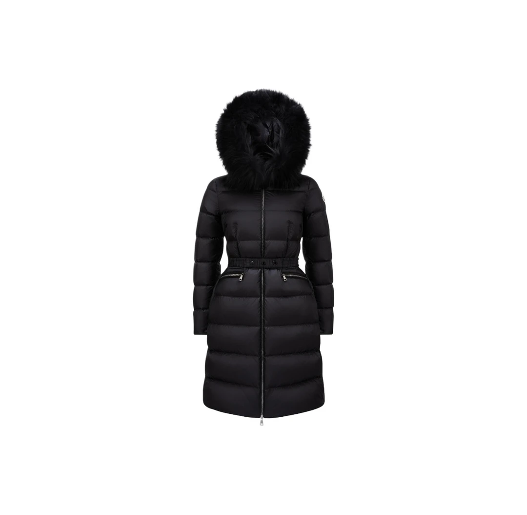 全新未使用 MONCLER 经典Boedic毛领收腰长款羽绒服