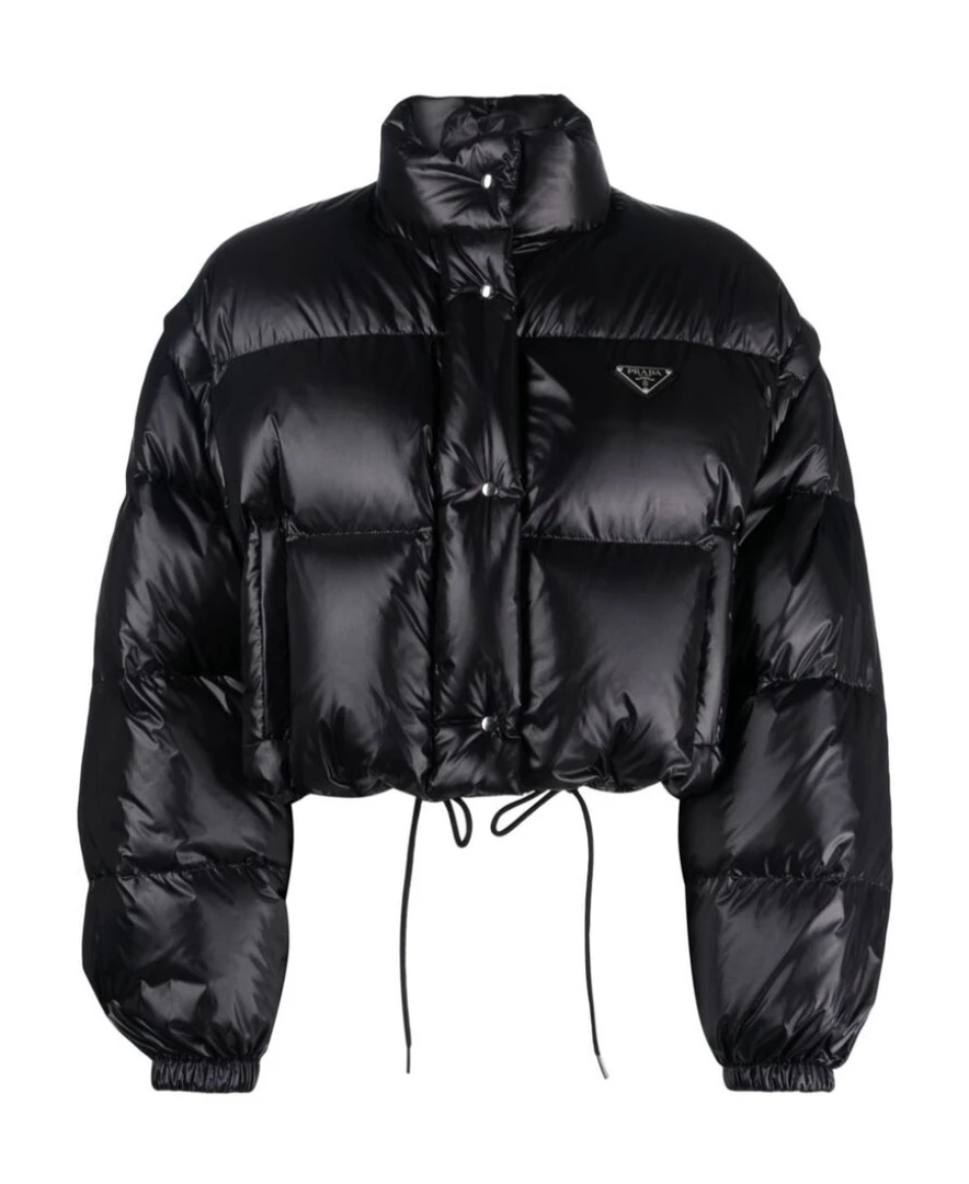 全新未使用 Prada/普拉达 倒三角徽标LOGO短款立领抽绳羽绒服
