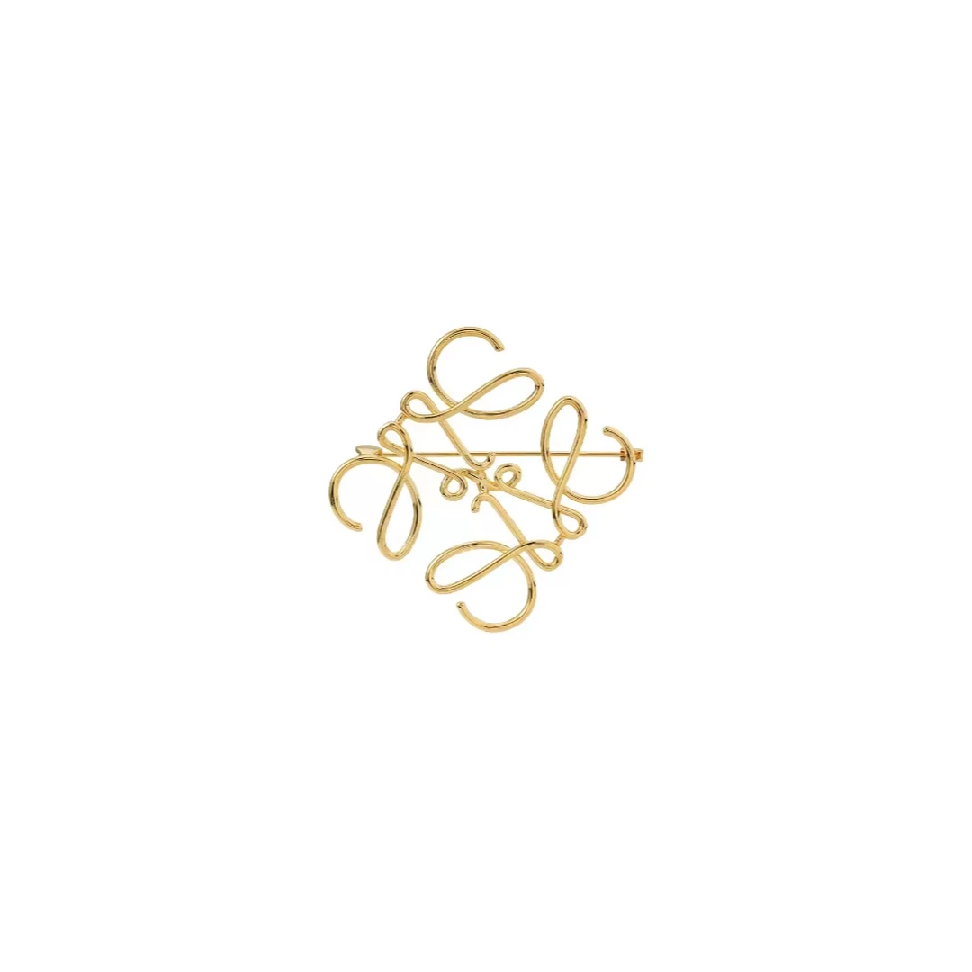 全新未使用 LOEWE/罗意威 经典徽标LOGO金色胸针