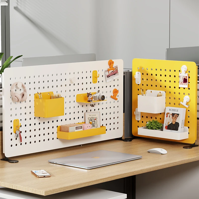 办公桌上洞洞板置物架立式工位书桌收纳架子桌面金属磁吸装饰层板