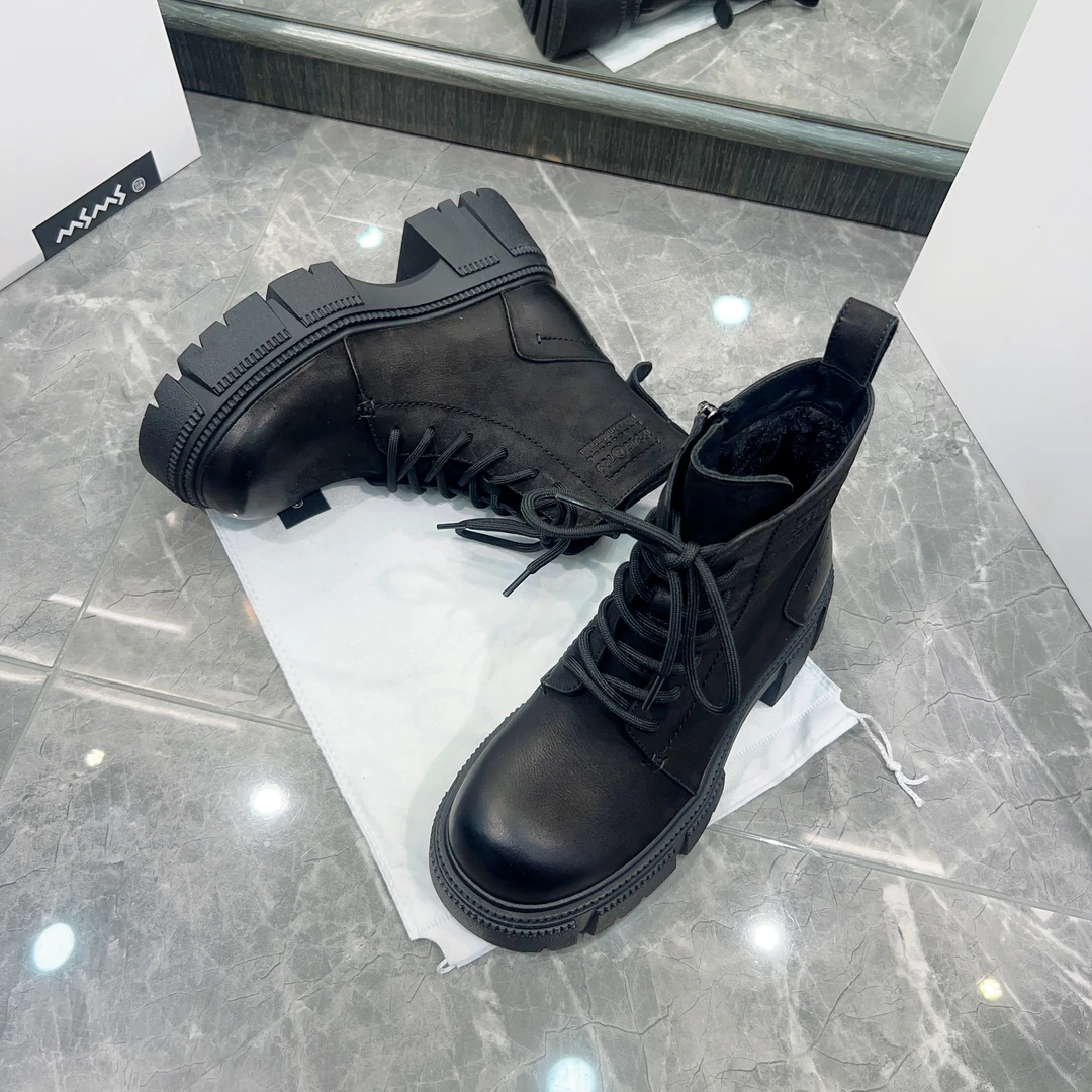 【玛莎玛索】8856-71dm时尚百搭真皮加绒厚底马丁靴