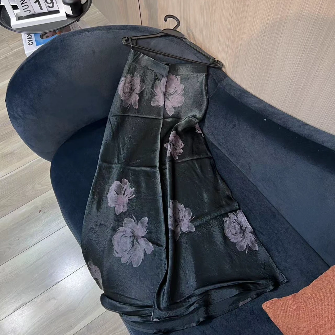 丝意竹11-55百搭时尚复古印花水墨半身裙子女