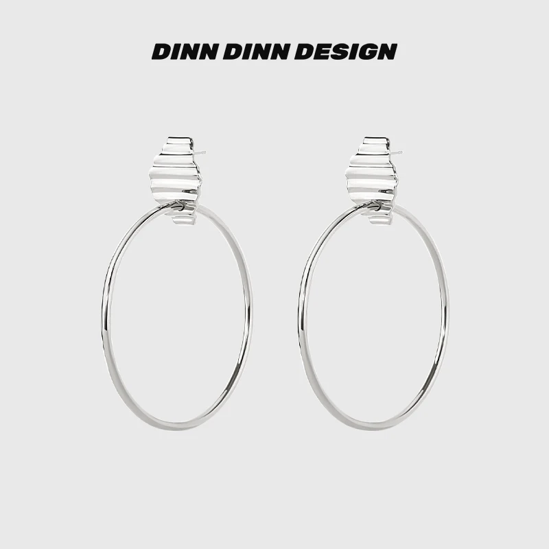 DINN DINN DESIGN 铜合金耳饰 简系列大圈圈金银双色耳环气质