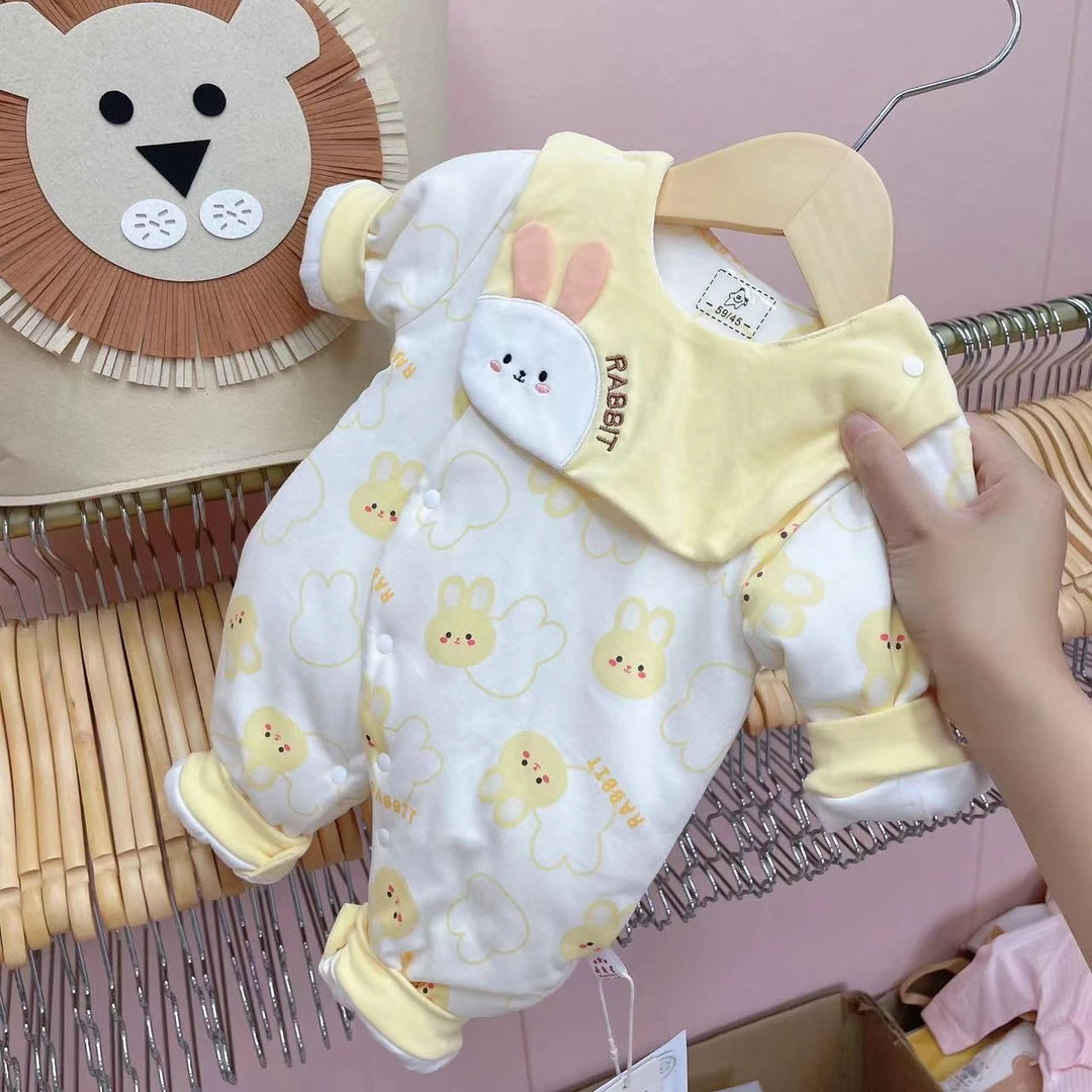 B【秋冬新款棉服】新生婴儿纯棉无骨连体哈衣