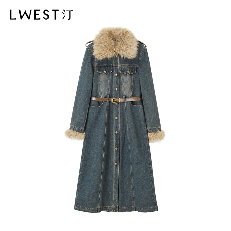 【达人专属】朗文斯汀可拆卸毛领连衣裙DZML3511D12304