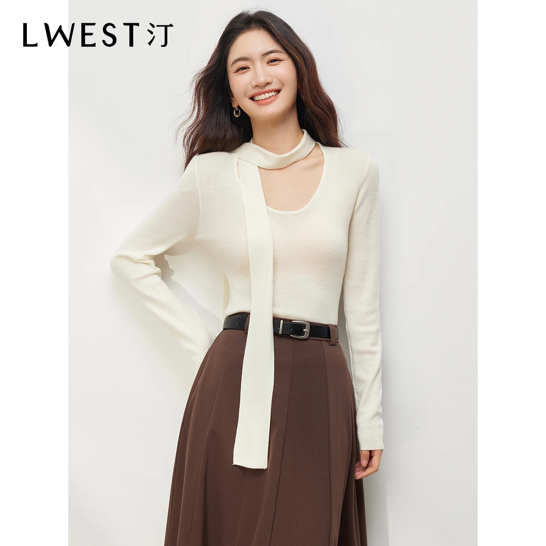 【品牌女装】朗文斯汀设计感系带气质针织衫DZMZ4509C12857