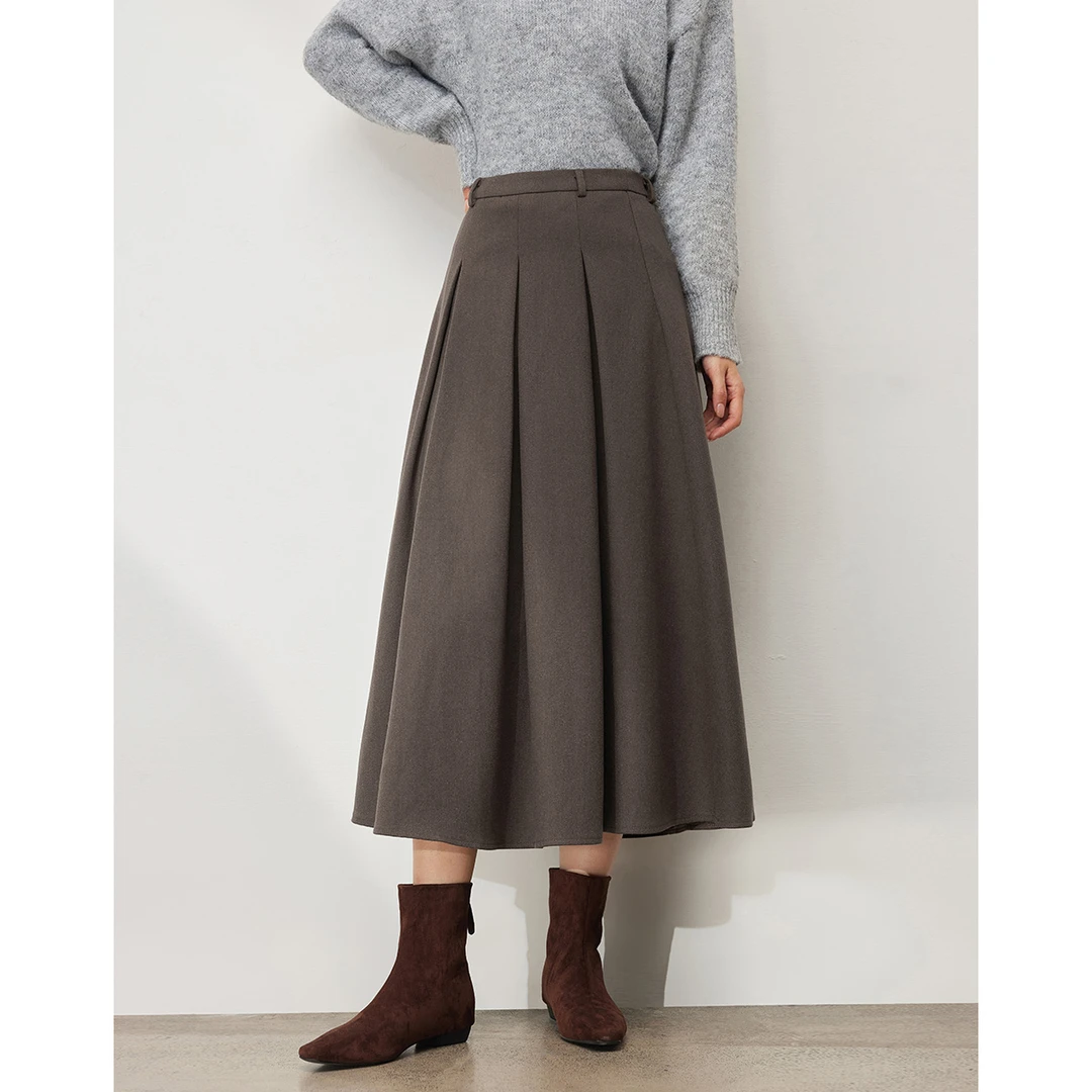 【备用链接】朗文斯汀纯色气质百褶半身裙DZMQ4510C12960