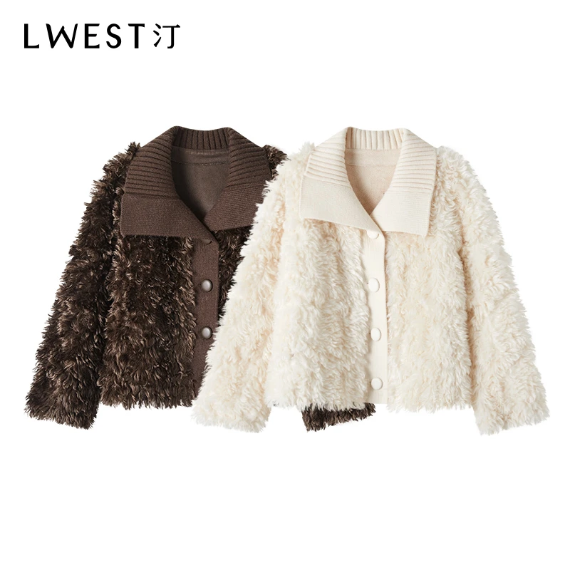 【小铃铛专属】朗文斯汀冬装针织拼接气质短外套DZMW4511C12034