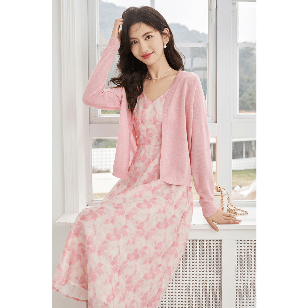 【品牌女装】朗文斯汀针织开衫吊带裙套装LDYG32107038B