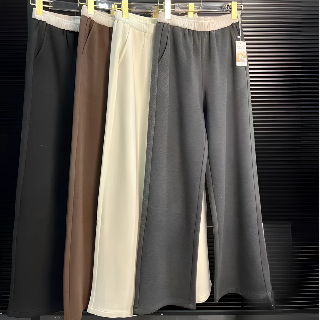 淘小站 秋冬季显瘦松紧腰桑蚕丝羊毛羊绒直筒裤