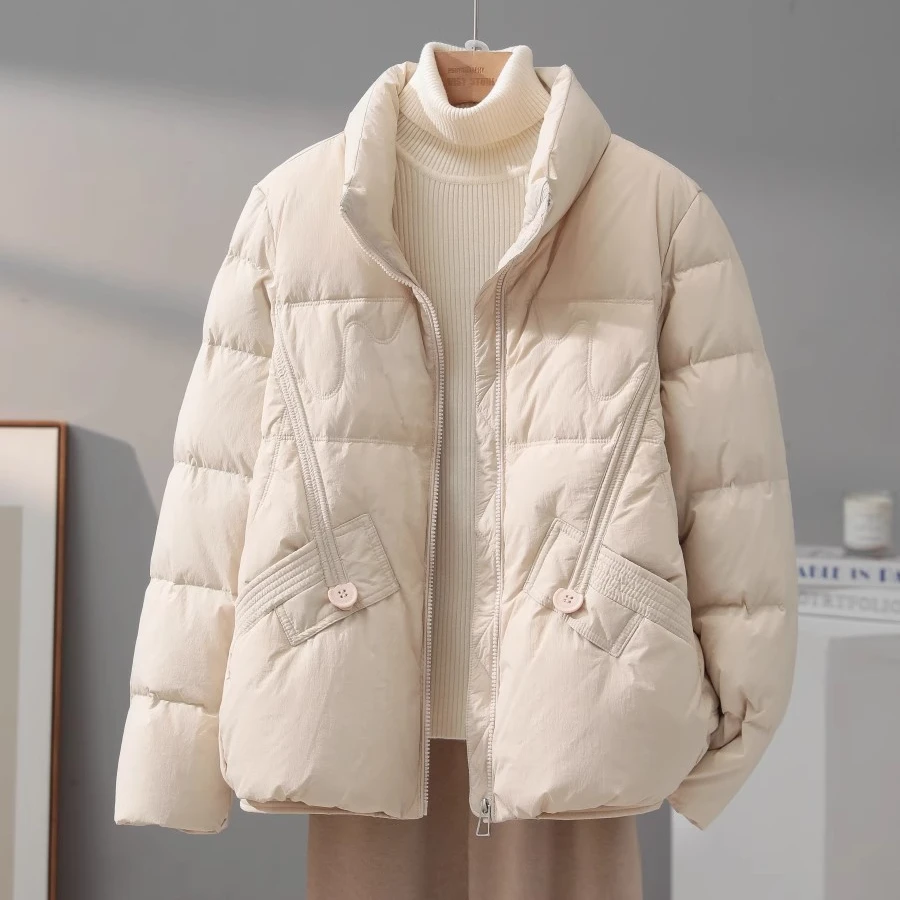 白鸭绒羽绒服女短款2024年冬季新款时尚气质小个子显瘦保暖外套潮