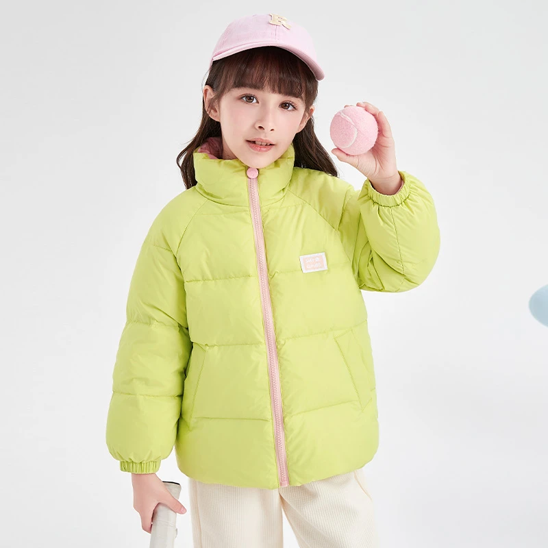 笛莎女童外套2023新款儿童冬装洋气三防立领短款羽绒服-732356404