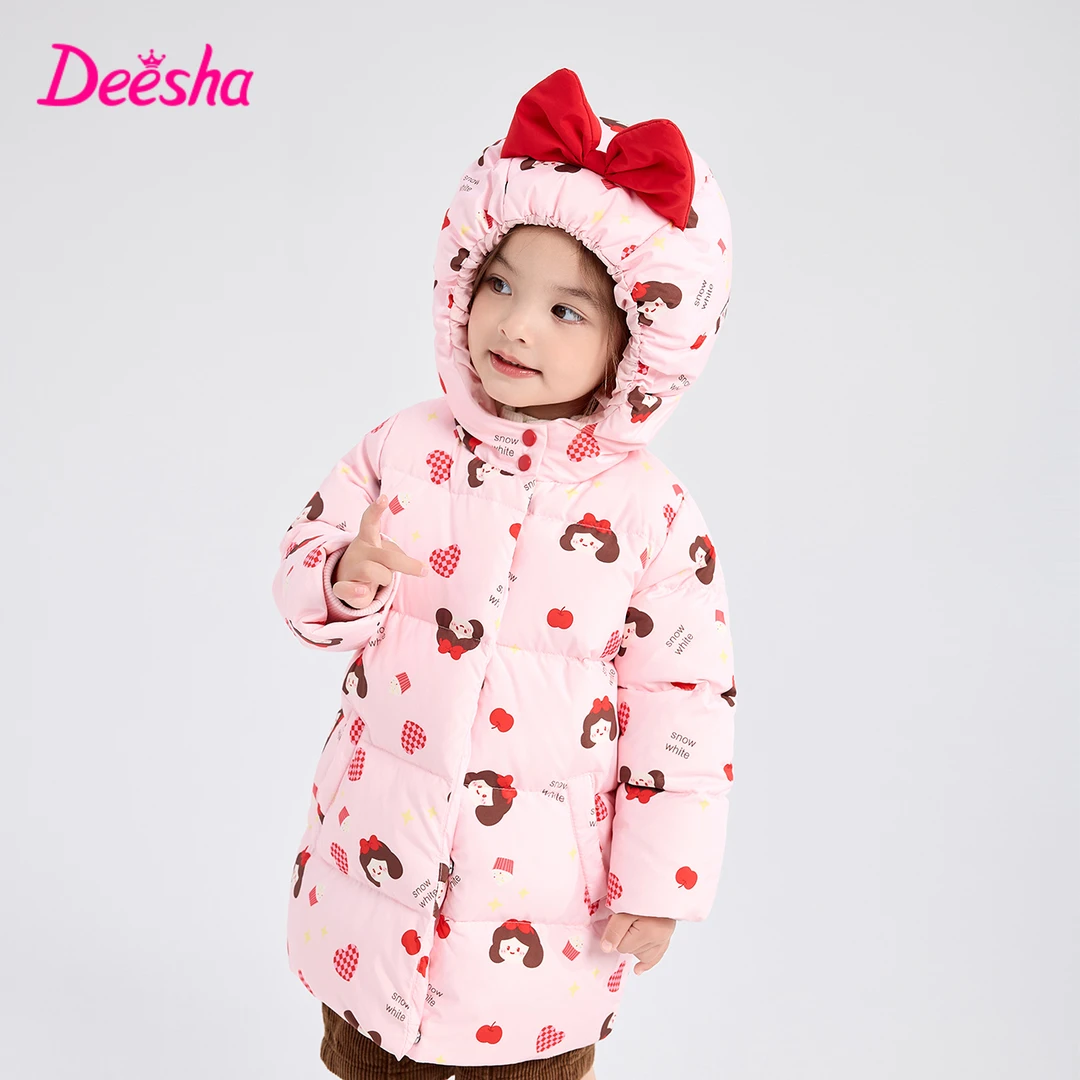 【专属】笛莎女童甜美三防保暖印花羽绒服外套-332356602