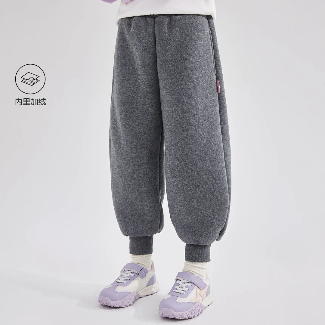 笛莎女童卫裤23冬中大童冬装儿童灯笼加绒休闲运动裤-73235A425