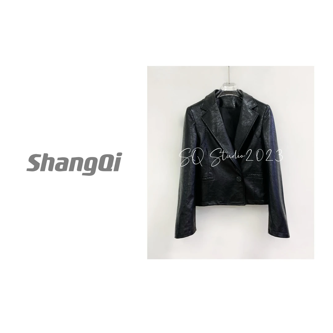 《暗纹皮衣》高端显瘦收腰轻奢时尚百搭显瘦气质皮衣QZ1218卡码拍大