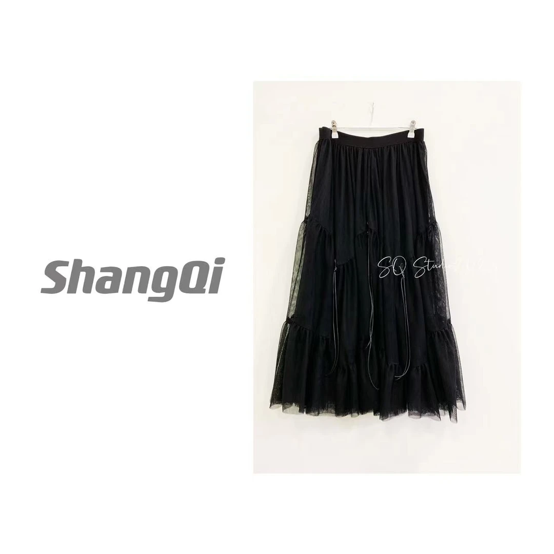 【月笼沙】--气质高腰时尚百搭黑色半身裙