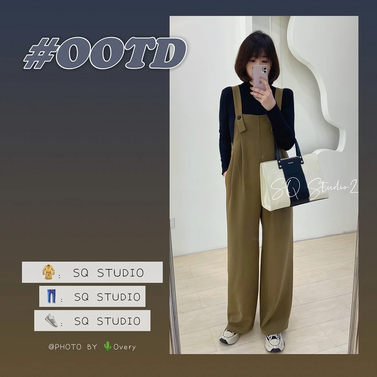 卡其色背带裤--高小个子都能穿宽松却又显瘦！Q-A522卡码拍大