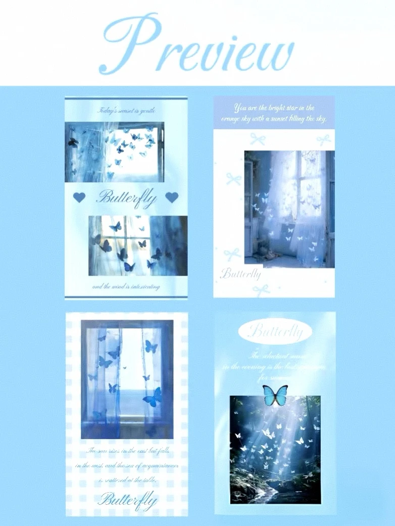 蝴蝶幽梦封口贴set（4款每款20p覆亮膜）