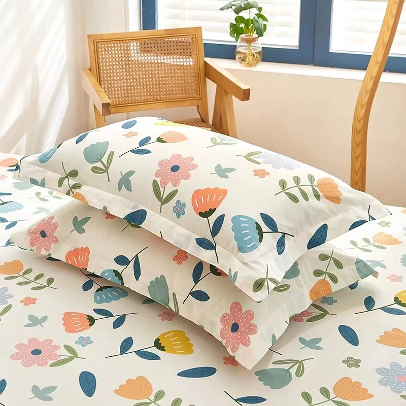 木棉枕套舒适宽边款印花套枕双面款简约风家用大号枕套