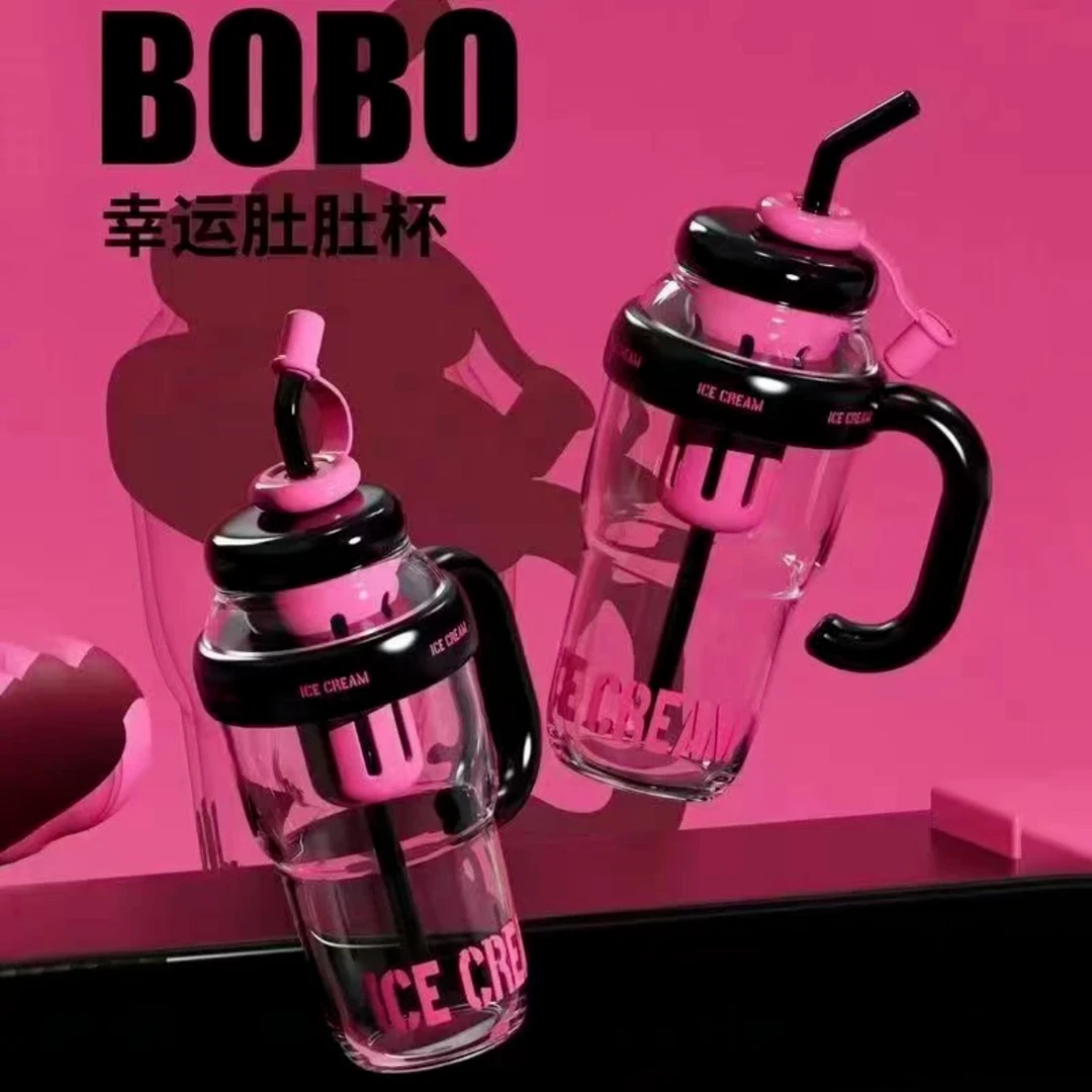 新款高颜值夏季网红塑料杯顿顿桶奶茶杯肚肚杯可爱吸管ins大水壶