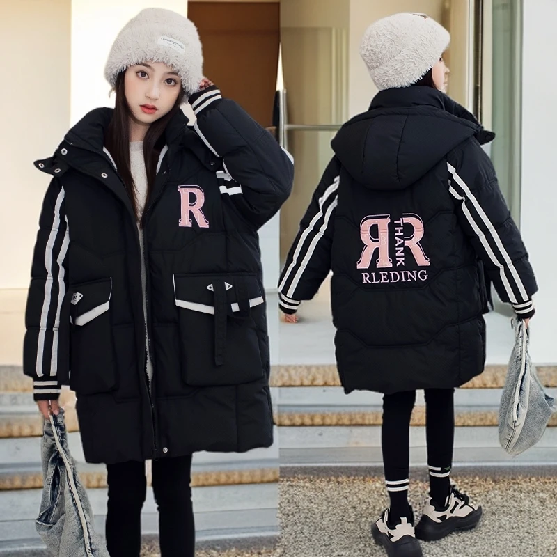 儿童加绒加厚棉服2024新款中大童高品质蓄热锁温女童加绒加厚棉服